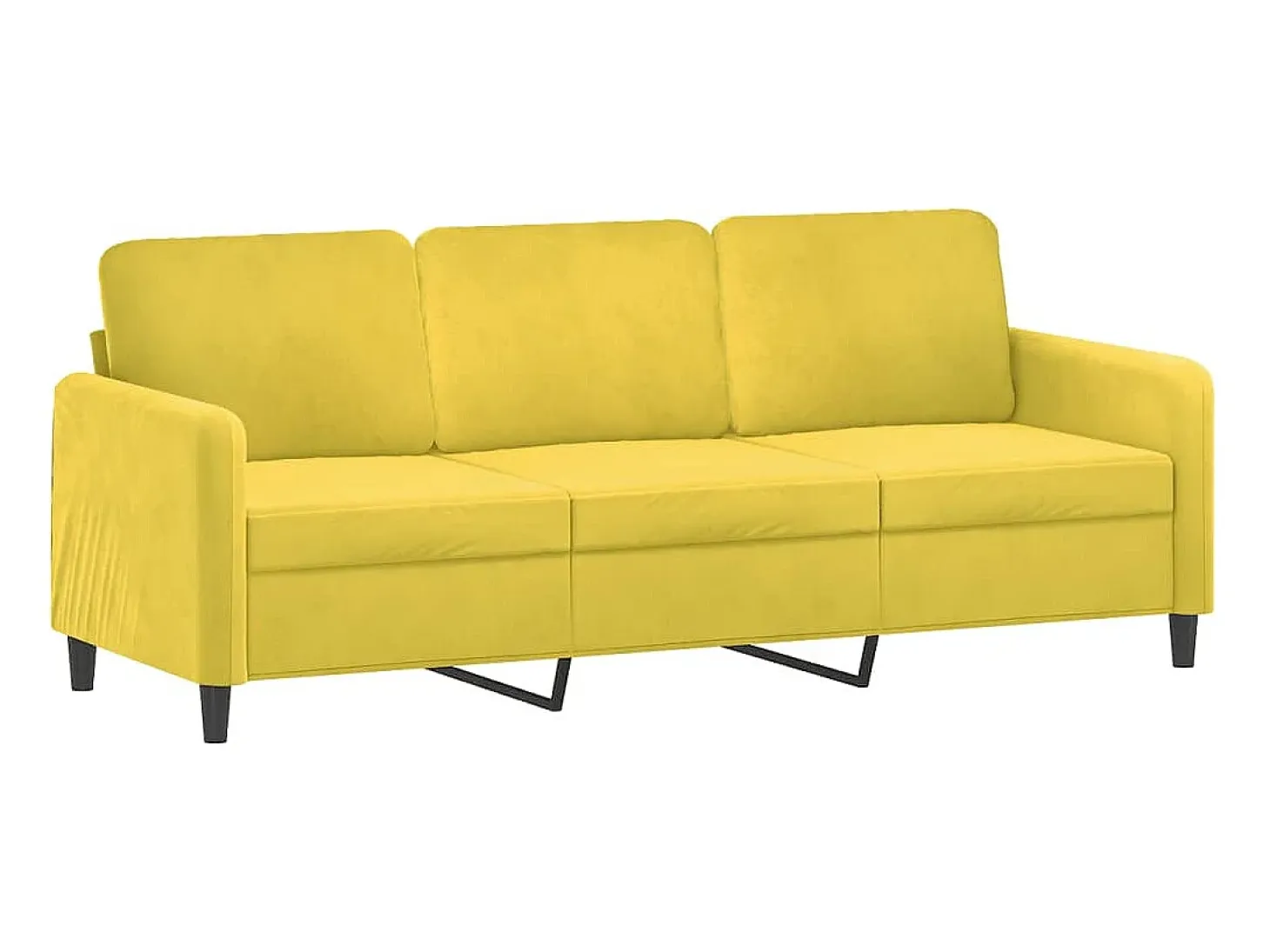 Sofá de 3 plazas con cojines terciopelo amarillo 180 cm