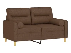 Sofá de 2 plazas con cojines tela marrón 120 cm ES64081