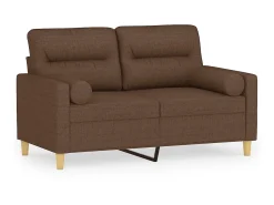 Sofá de 2 plazas con cojines tela marrón 120 cm ES64081