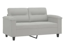 Sofá de 2 plazas con cojines tela microfibra gris claro 120 cm