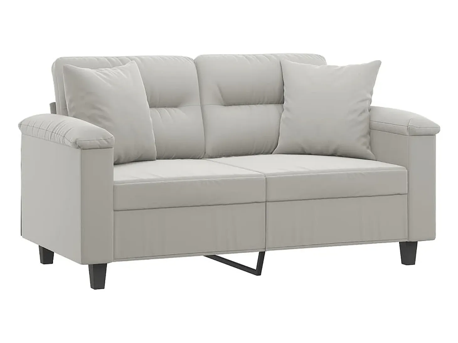 Sofá de 2 plazas con cojines tela microfibra gris claro 120 cm