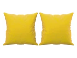Sofá de 2 plazas con cojines terciopelo amarillo 140 cm