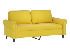 Sofá de 2 plazas con cojines terciopelo amarillo 140 cm