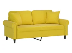 Sofá de 2 plazas con cojines terciopelo amarillo 140 cm