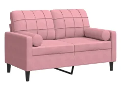 Sofá de 2 plazas con cojines terciopelo rosa 120 cm