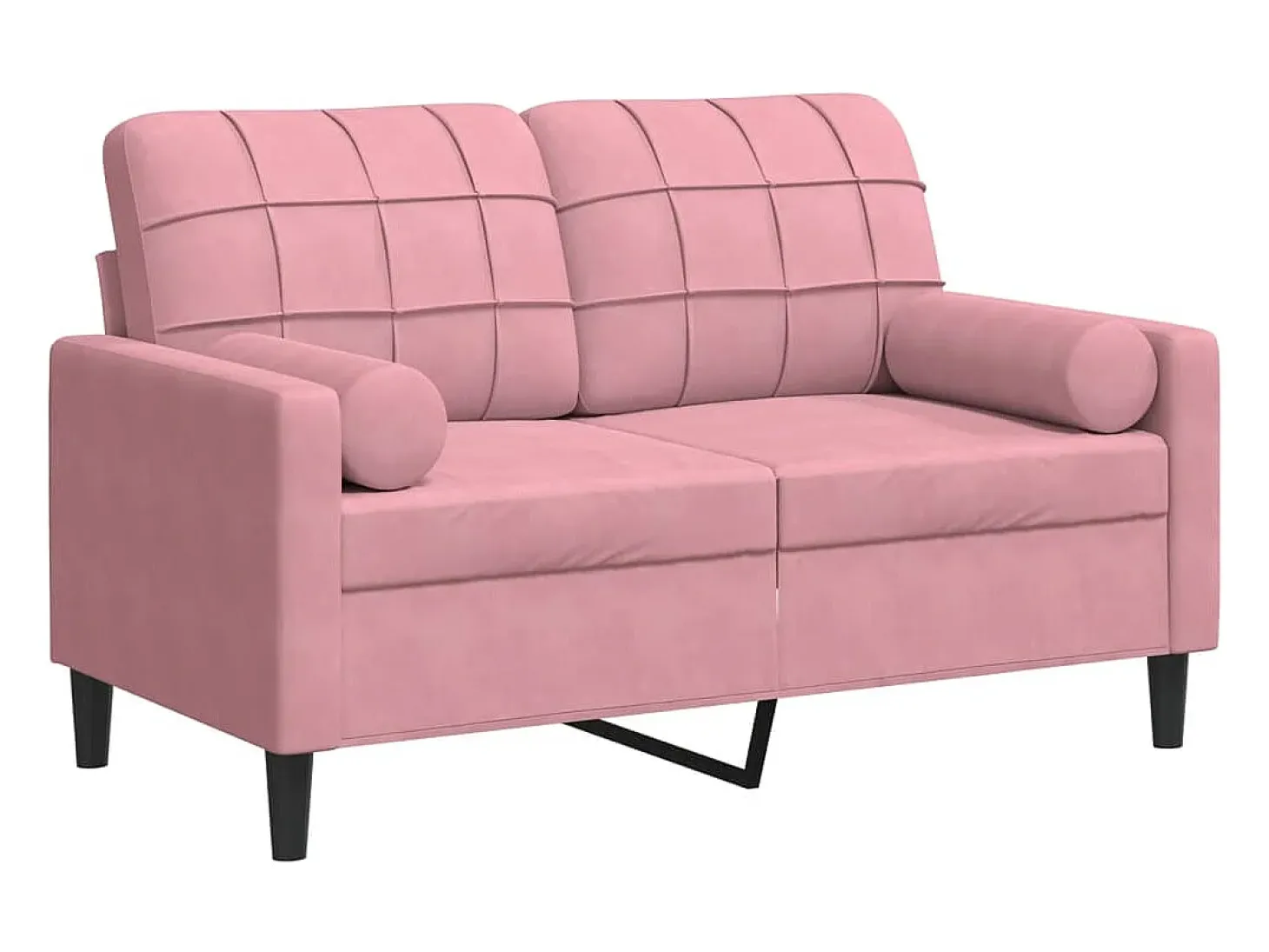 Sofá de 2 plazas con cojines terciopelo rosa 120 cm