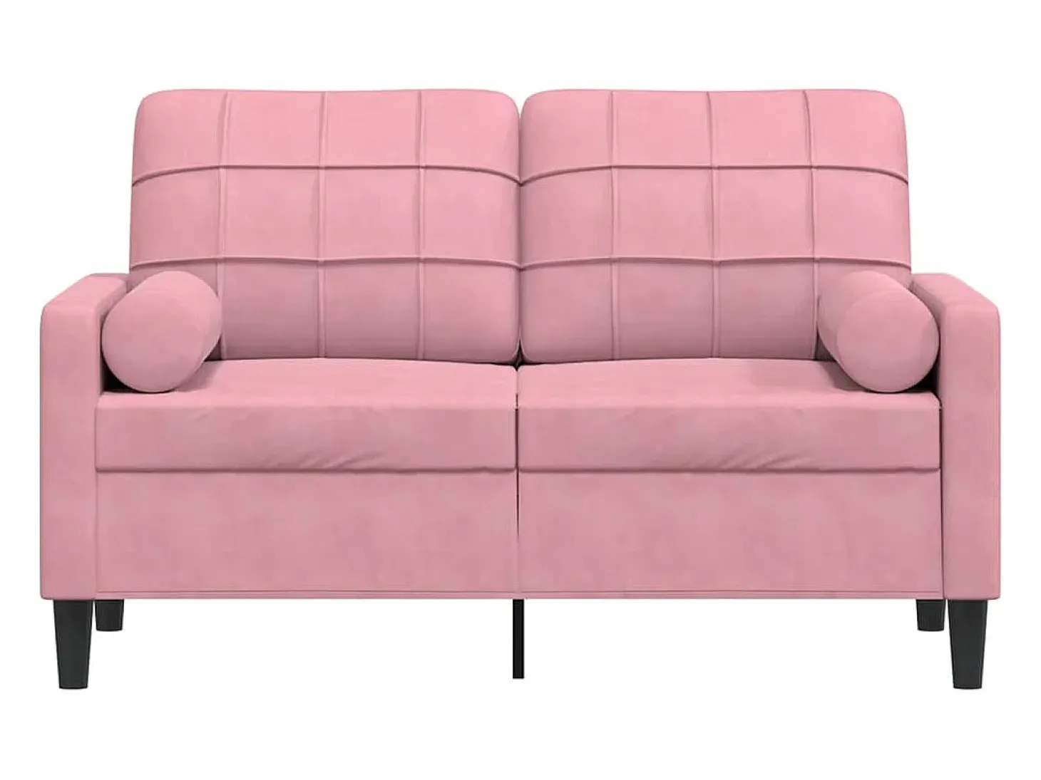 Sofá de 2 plazas con cojines terciopelo rosa 120 cm