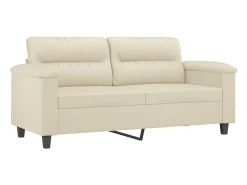Sofá de 2 plazas con cojines cuero sintético color crema 140 cm