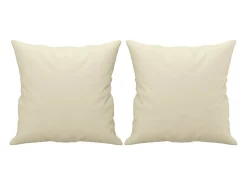 Sofá de 2 plazas con cojines cuero sintético color crema 140 cm