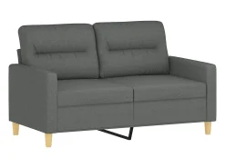 Sofá de 2 plazas con cojines tela gris oscuro 120 cm