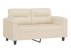Sofá de 2 plazas con cojines tela de microfibra beige 120 cm