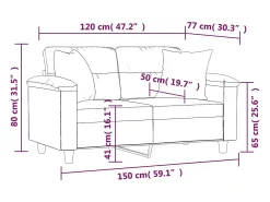 Sofá de 2 plazas con cojines tela de microfibra beige 120 cm