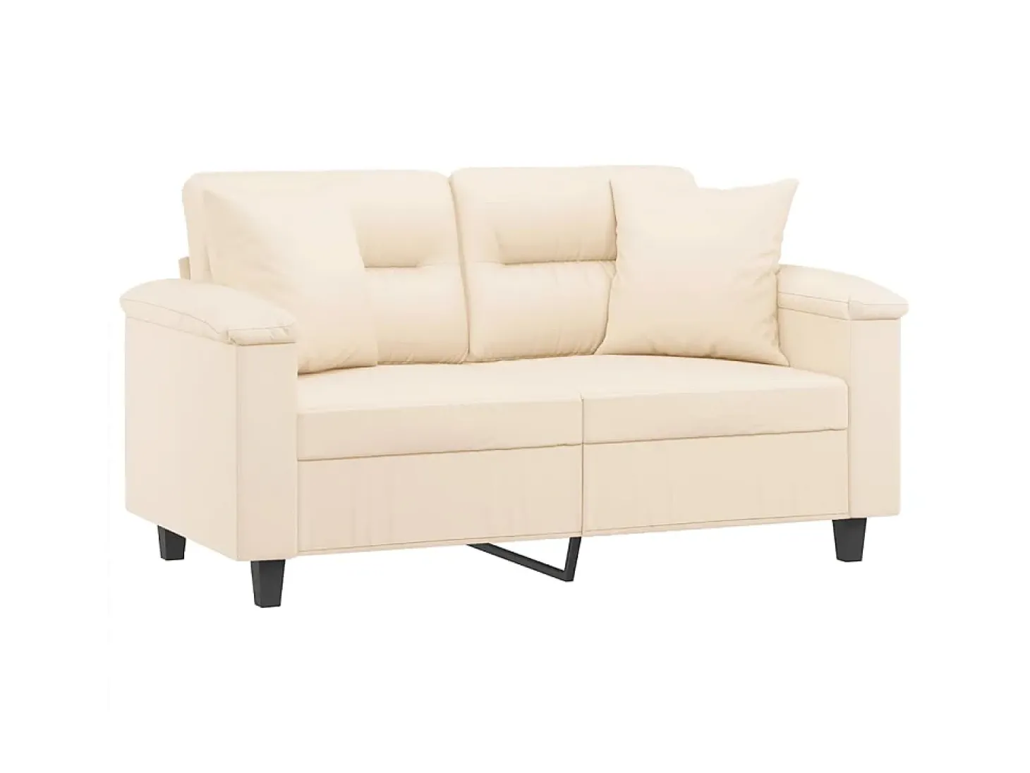 Sofá de 2 plazas con cojines tela de microfibra beige 120 cm