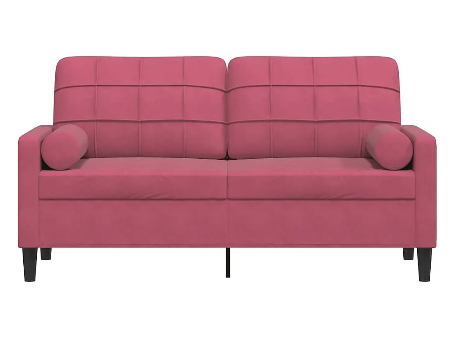 Sofá de 2 plazas con cojines terciopelo rojo tinto 140 cm