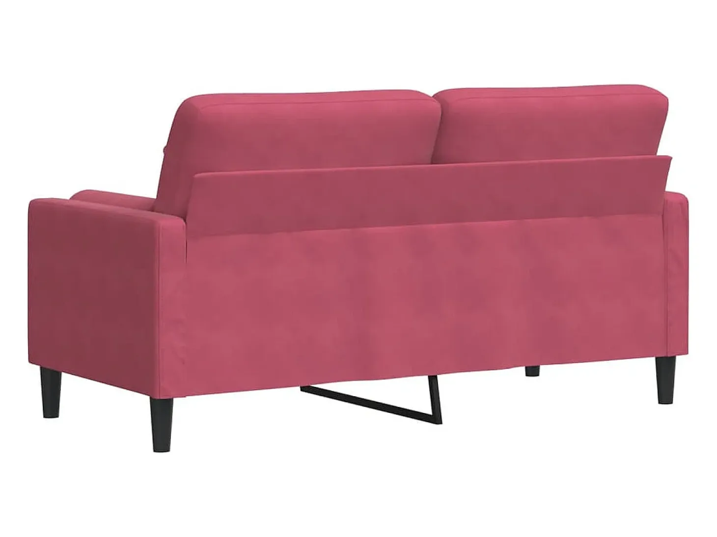 Sofá de 2 plazas con cojines terciopelo rojo tinto 140 cm