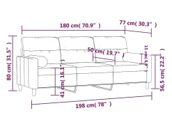 Sofá de 3 plazas con cojines tela gris claro 180 cm