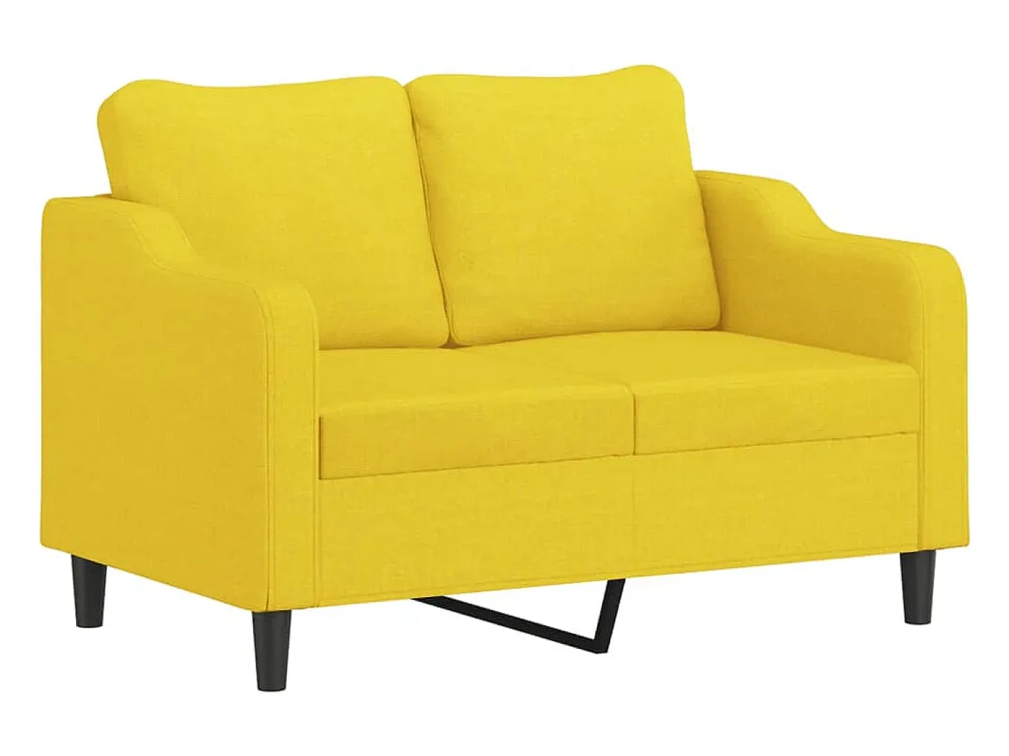 Sofá de 2 plazas con cojines tela amarillo claro 120 cm