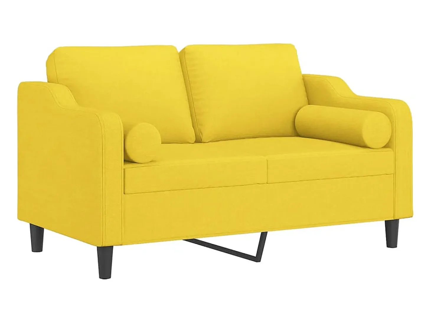 Sofá de 2 plazas con cojines tela amarillo claro 120 cm