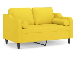 Sofá de 2 plazas con cojines tela amarillo claro 120 cm