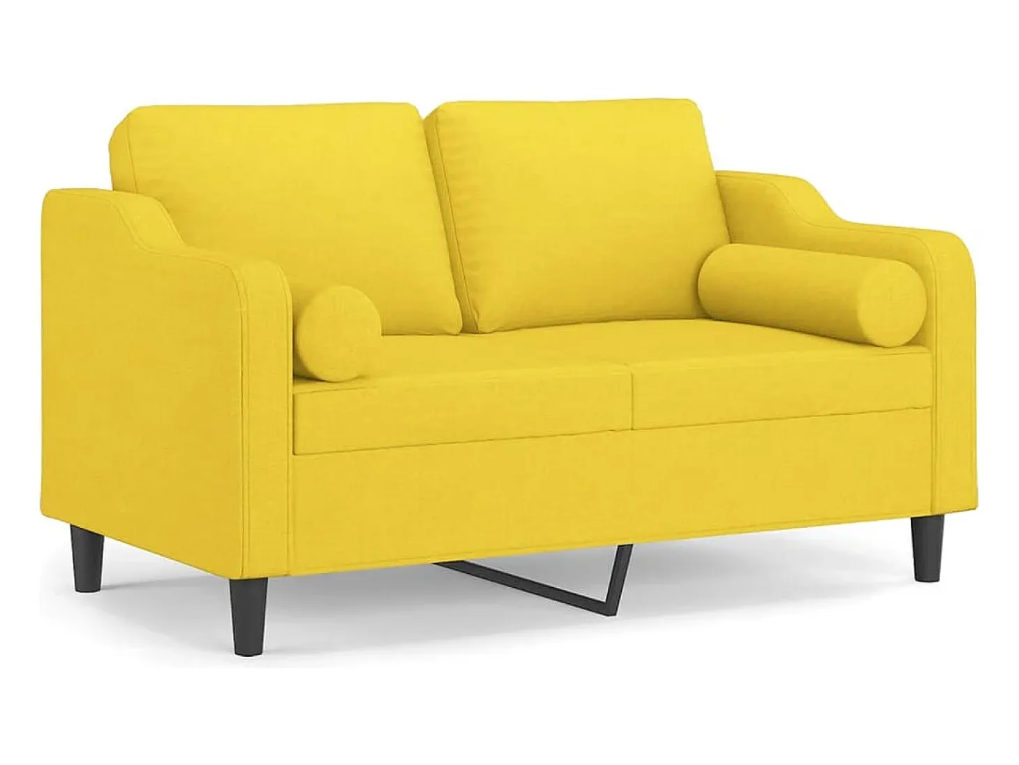 Sofá de 2 plazas con cojines tela amarillo claro 120 cm
