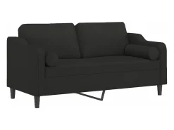 Sofá de 2 plazas con cojines tela negro 140 cm