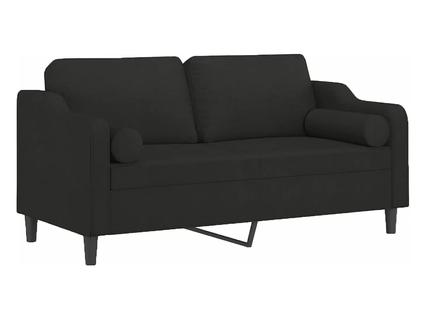 Sofá de 2 plazas con cojines tela negro 140 cm