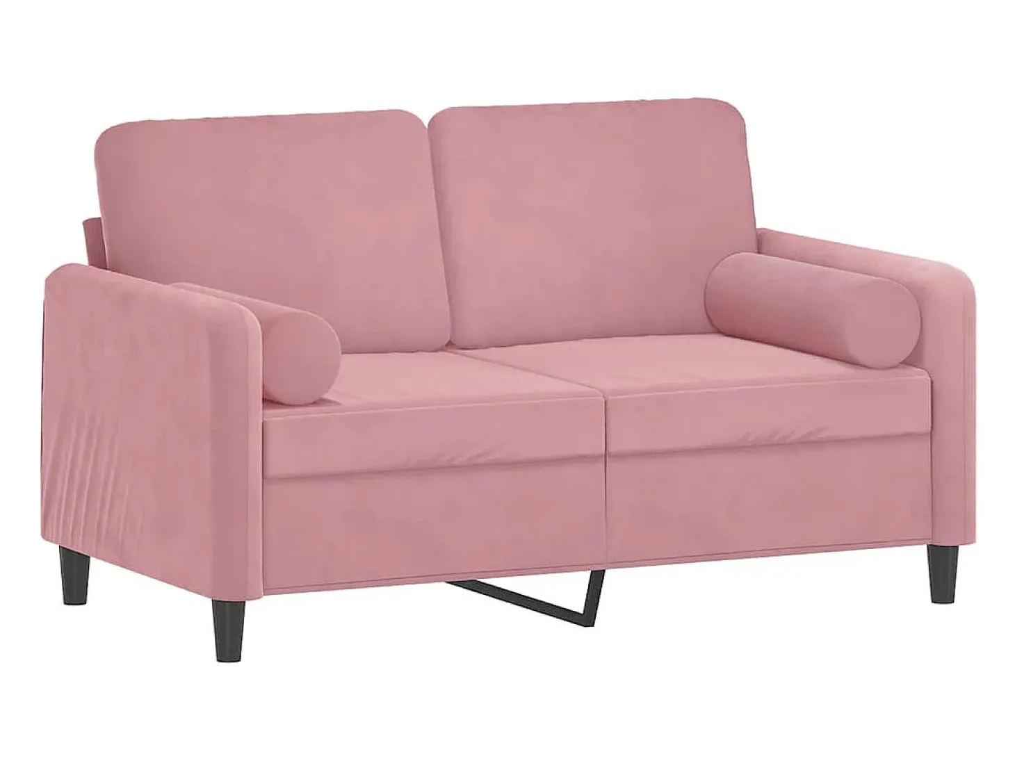 Sofá de 2 plazas con cojines terciopelo rosa 120 cm
