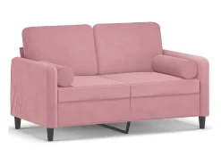 Sofá de 2 plazas con cojines terciopelo rosa 120 cm