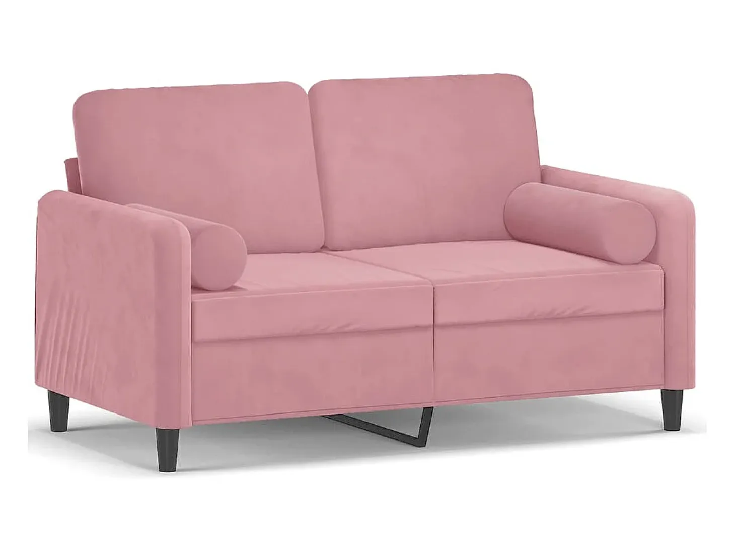 Sofá de 2 plazas con cojines terciopelo rosa 120 cm