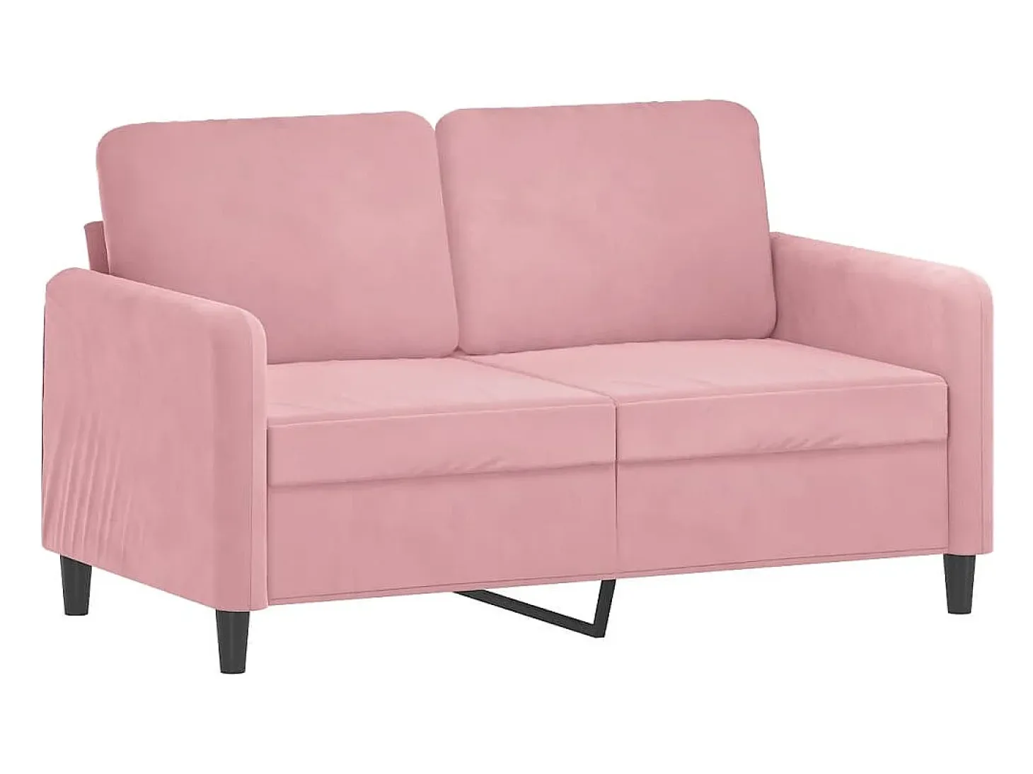 Sofá de 2 plazas con cojines terciopelo rosa 120 cm