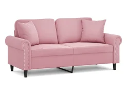 Sofá de 2 plazas con cojines terciopelo rosa 140 cm