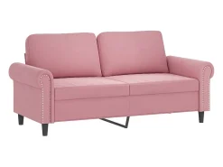 Sofá de 2 plazas con cojines terciopelo rosa 140 cm