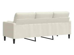 Sofá de 3 plazas con cojines terciopelo color crema 180 cm