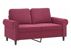 Sofá de 2 plazas con cojines terciopelo rojo tinto 120 cm