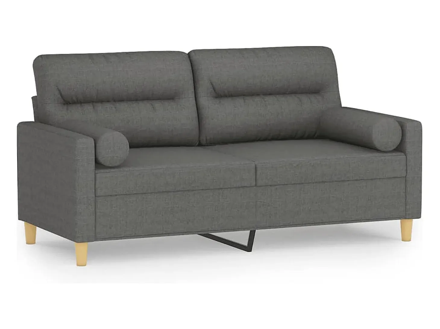 Sofá de 2 plazas con cojines tela gris oscuro 140 cm