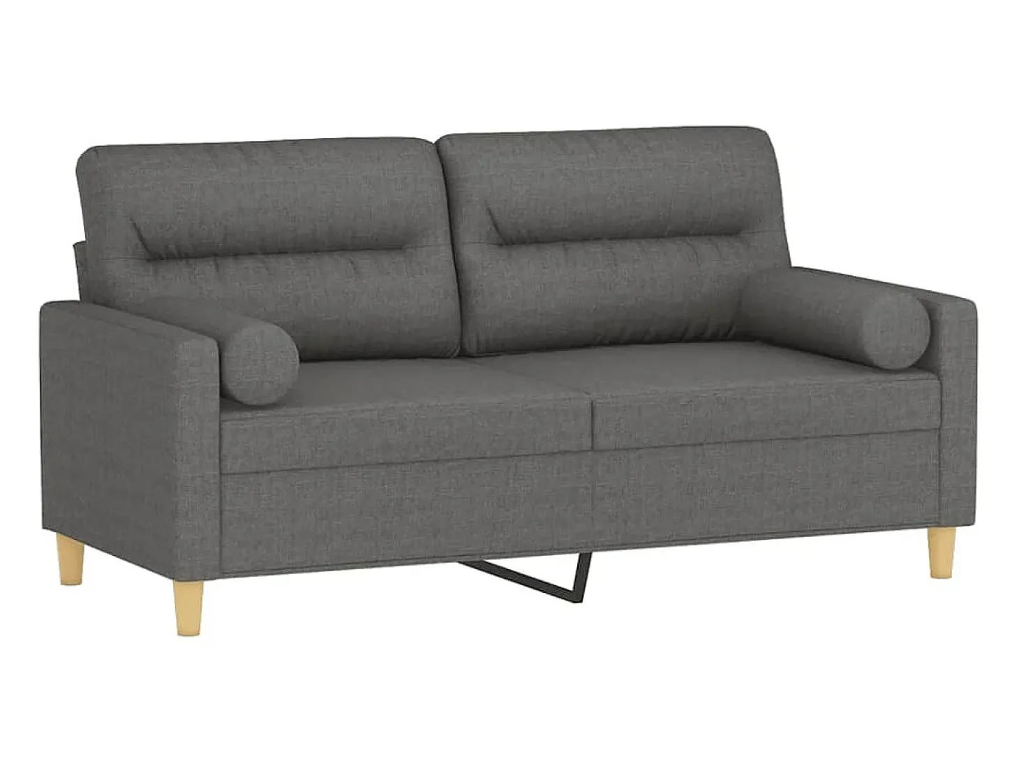 Sofá de 2 plazas con cojines tela gris oscuro 140 cm