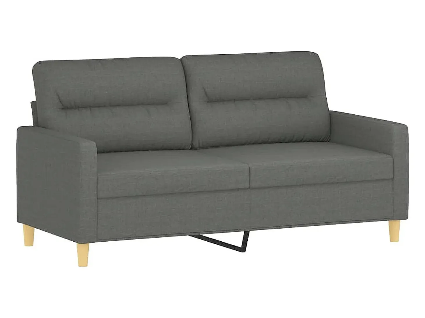 Sofá de 2 plazas con cojines tela gris oscuro 140 cm