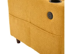 Sofá de 2 plazas con puerto USB-C, iluminación LED y bolsillos laterales - Tela de chenilla - Amarillo mostaza