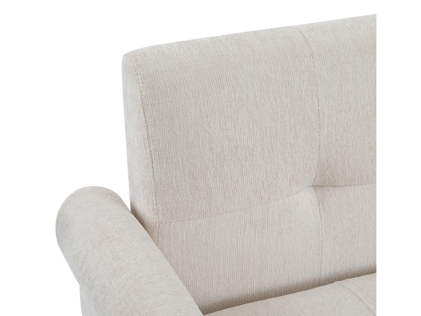Sofá de 2 plazas con reposabrazos y cojines, chenilla beige, patas de madera - para salón y dormitorio