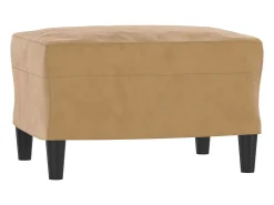 Sofá de 3 plazas con taburete de terciopelo marrón 180 cm