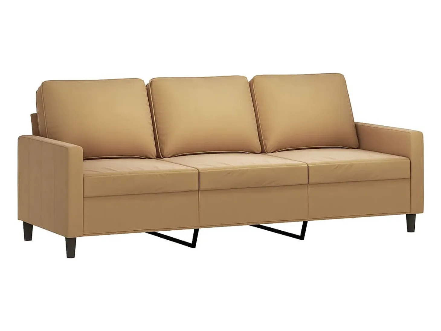 Sofá de 3 plazas con taburete de terciopelo marrón 180 cm