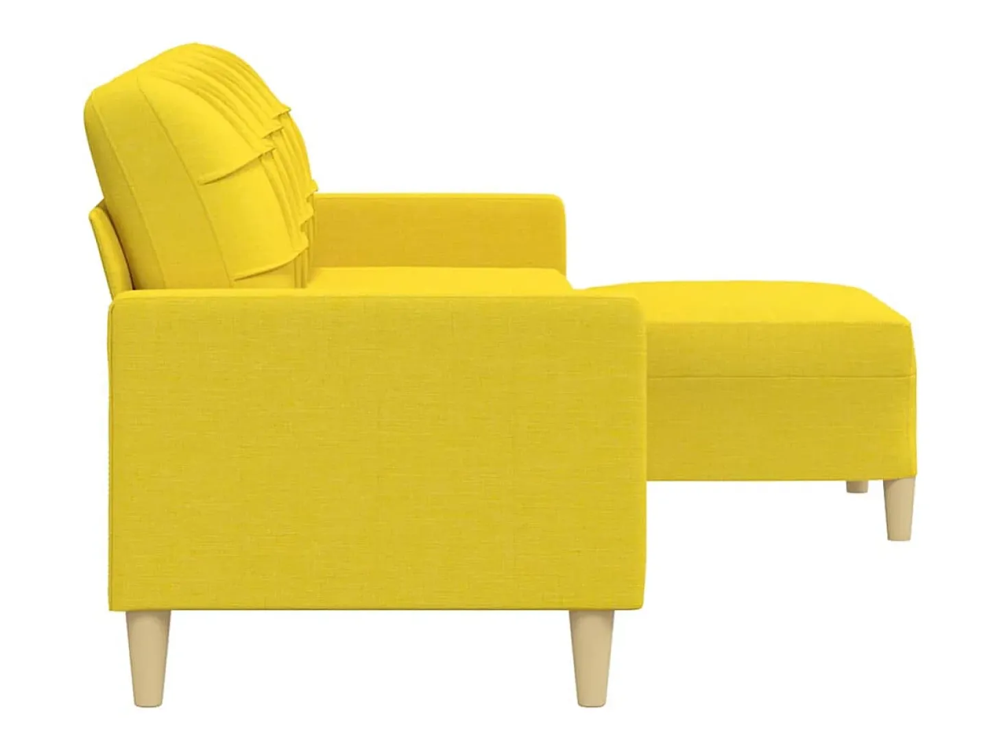 Sofá de 3 plazas con taburete de tela amarillo claro 210 cm