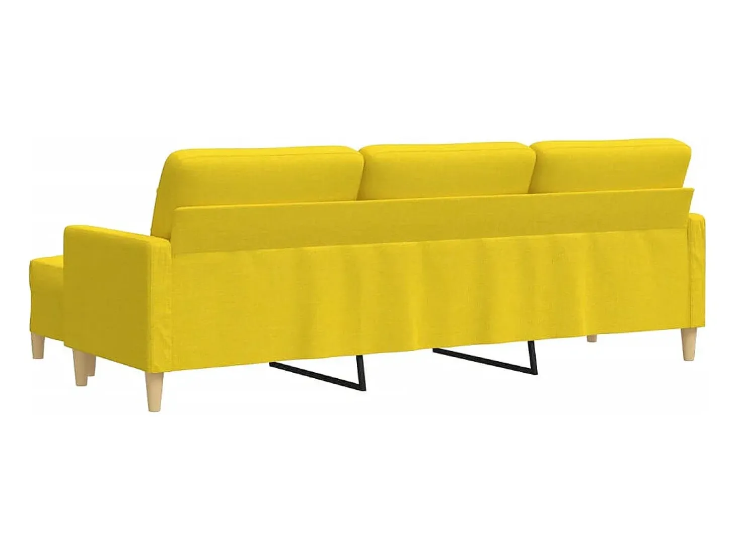 Sofá de 3 plazas con taburete de tela amarillo claro 210 cm
