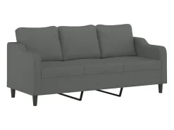 Sofá de 3 plazas con taburete de tela gris oscuro 180 cm