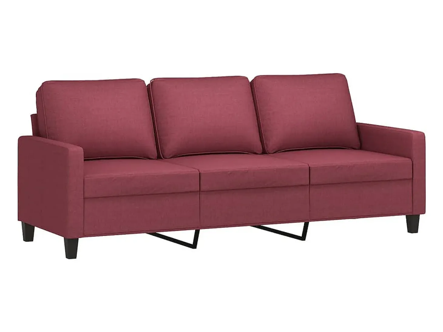 Sofá de 3 plazas con taburete de tela rojo tinto 180 cm