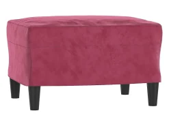 Sofá de 3 plazas con taburete de terciopelo rojo tinto 180 cm