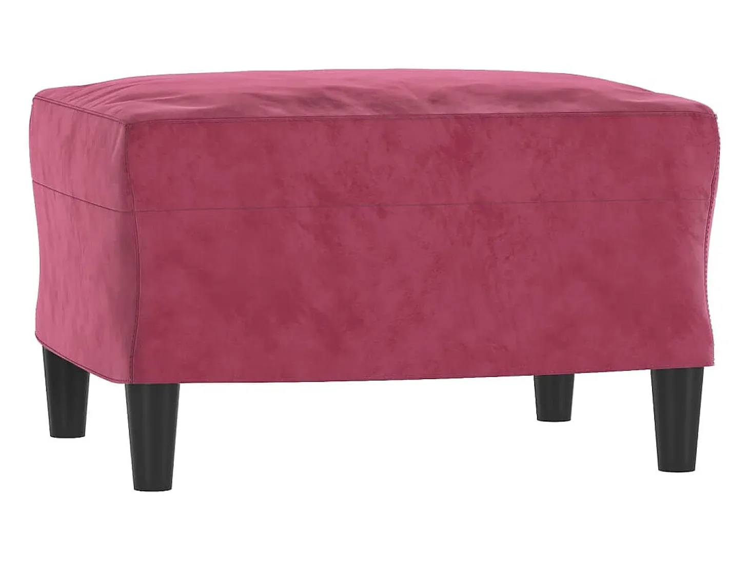 Sofá de 3 plazas con taburete de terciopelo rojo tinto 180 cm