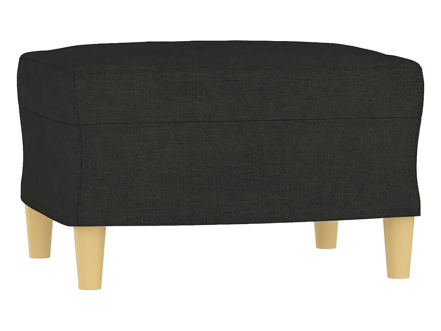 Sofá de 3 plazas con taburete de tela negro 180 cm