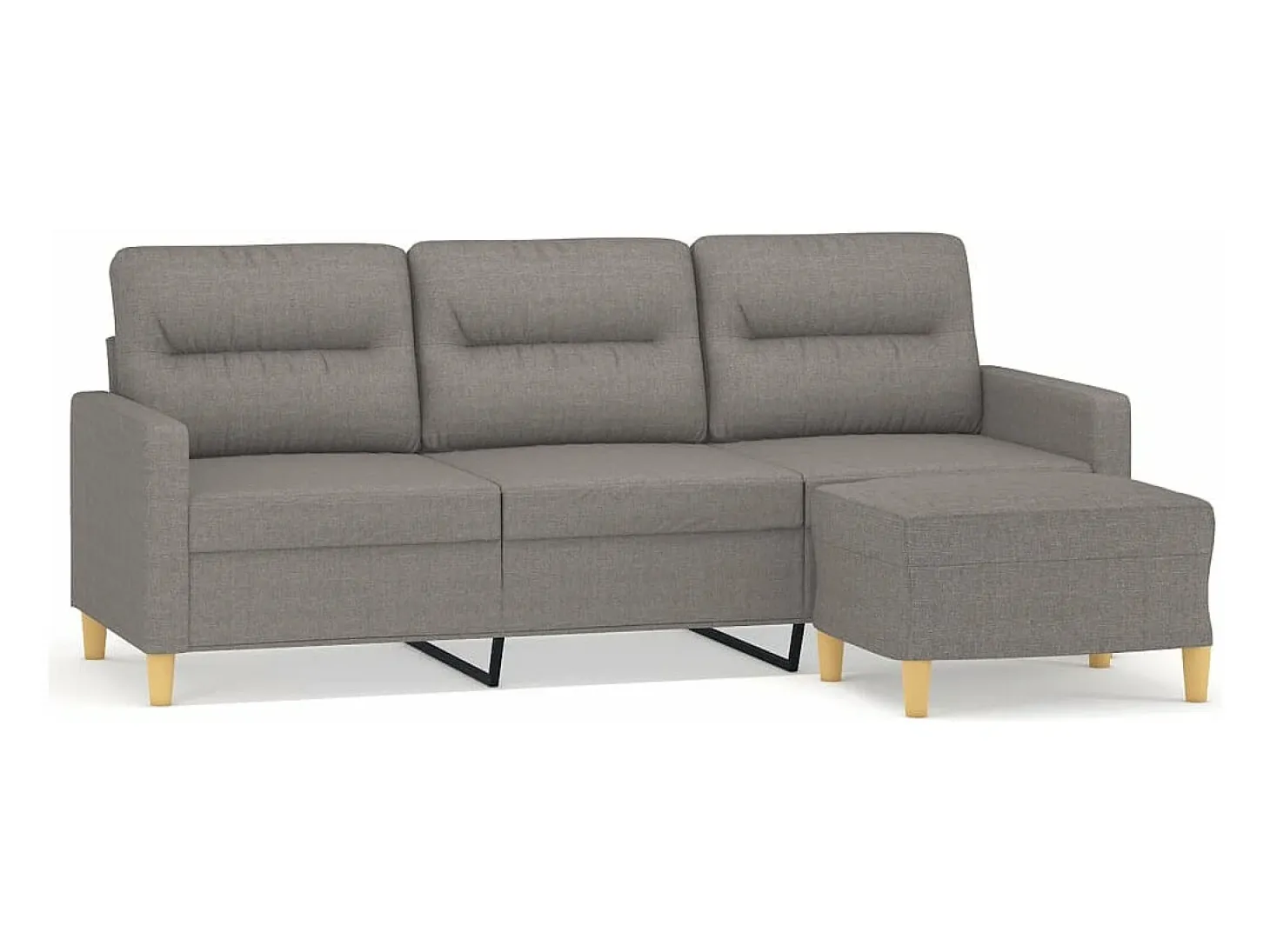 Sofá de 3 plazas con taburete de tela gris taupe 180 cm