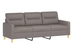 Sofá de 3 plazas con taburete de tela gris taupe 180 cm